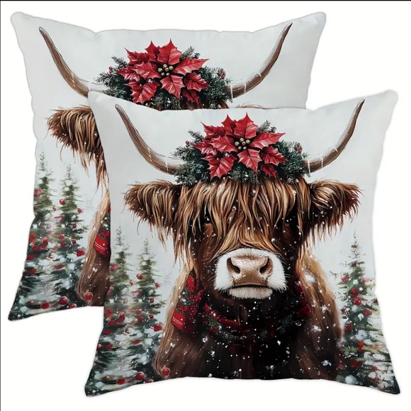🆕 1 Christmas Highland cow holiday pillow - Picture 11 of 13